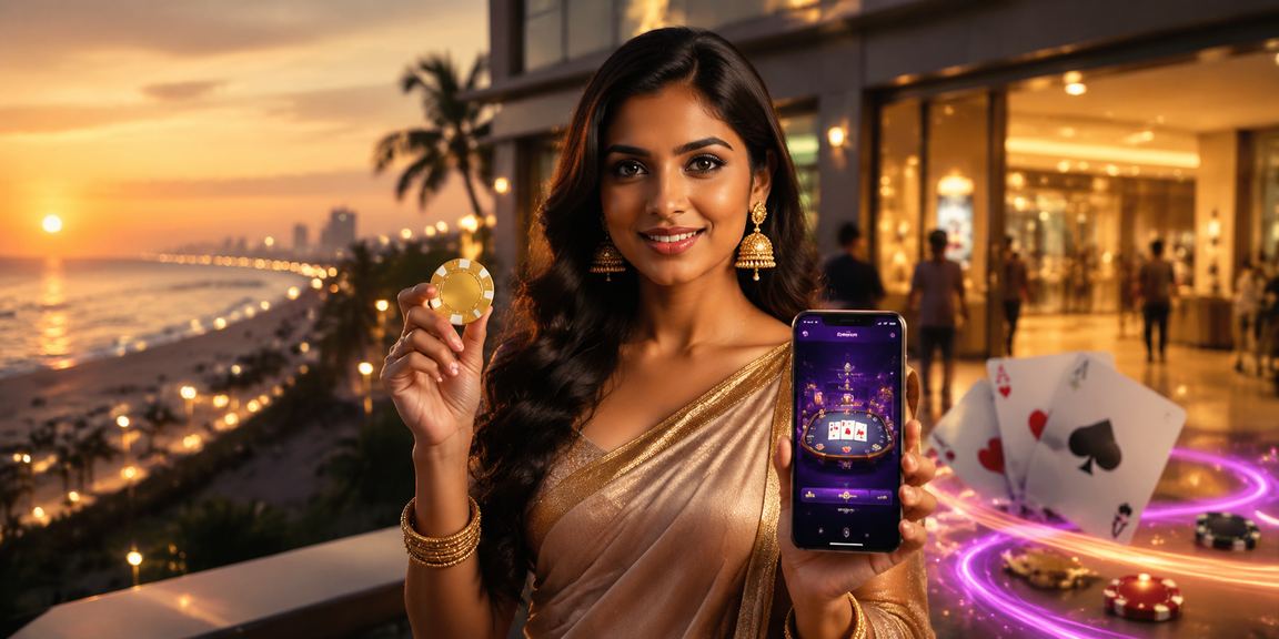 Young woman playing Teen Patti card game on mobile device in Chennai