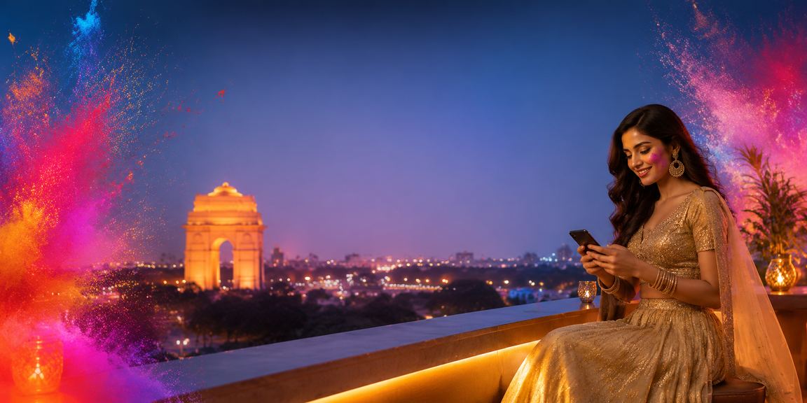 Cricket fan in Delhi using mobile device for betting and live casino